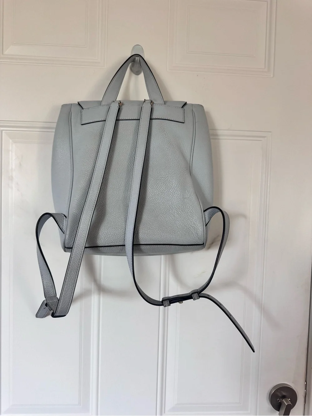 Tory Burch Carter Flap Backpack Luna Light Blue/Gray Trendy Purse Handbag $498